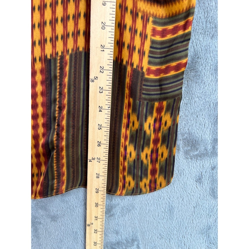 Lauren Ralph Lauren Silk Tunic Top 1X Orange Patchwork Kente Inspired Blouse - Picture 4 of 7
